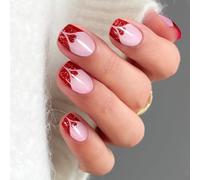 JMEOWIO Gel Semicurado de Pegatinas San Valentín Crema Rosa Brillantina Corazón Rojo Semi-Curado Gel Nail Art Stickers Decoración
