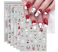 jmeowio Glitter Navidad Pegatinas Para Uñas 10 Hojas Autoadesiva Nail Art Stickers Decoración