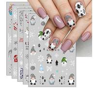 jmeowio Glitter Navidad Pegatinas Para Uñas 10 Hojas Autoadesiva Nail Art Stickers Decoración