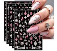 JMEOWIO Glitter Navidad Pegatinas Para Uñas 12 Hojas Autoadesiva Nail Art Stickers Decoración