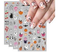 JMEOWIO Halloween Pegatinas Para Uñas 9 Hojas Autoadesiva Nail Art Stickers Decoración