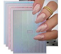 JMEOWIO Linea Colorida Aurora Pegatinas Para Uñas 9 Hojas Autoadesiva Nail Art Stickers Decoración