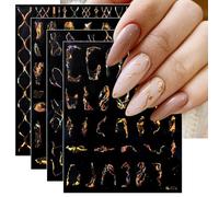JMEOWIO Línea De Mármol Dorada Pegatinas Para Uñas 9 Hojas Autoadesiva Nail Art Stickers Decoración