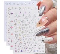 JMEOWIO Pegatinas Para Uñas Aurora Holográfico 9 Hojas Autoadesiva Nail Art Stickers Decoración