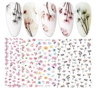 JMEOWIO Pegatinas Para Uñas Flor 9 Hojas Autoadesiva Nail Art Stickers Decoración