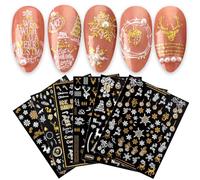 JMEOWIO Pegatinas Para Uñas Navidad 9 Hojas Autoadesiva Nail Art Stickers Decoración