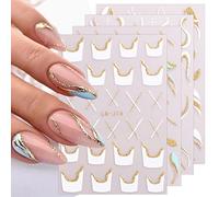 JMEOWIO Punta Francesa Pegatinas Para Uñas 9 Hojas Autoadesiva Nail Art Stickers Decoración