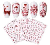 JMEOWIO Purpurina Navidad Pegatinas Para Uñas 9 Hojas Autoadesiva Nail Art Stickers Decoración