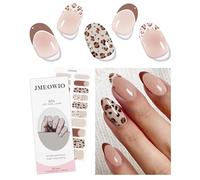JMEOWIO Uñas de Gel Pegatinas Crema Café Punta Francesa Estampado Leopardo Pegatinas Uñas Gel Nail Art Stickers Decoración