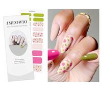 JMEOWIO Uñas de Gel Pegatinas Crema Rosa Flores Verde Pegatinas Uñas Gel Nail Art Stickers Decoración