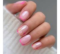 JMEOWIO Uñas de Gel Pegatinas Flor Rosa Punta Francesa Pegatinas Uñas Gel Nail Art Stickers Decoración