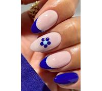 JMEOWIO Uñas de Gel Pegatinas Flores Azul Punta Francesa Pegatinas Uñas Gel Nail Art Stickers Decoración