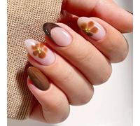 JMEOWIO Uñas de Gel Pegatinas Flores Café Punta Francesa Pegatinas Uñas Gel Nail Art Stickers Decoración