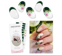 JMEOWIO Uñas de Gel Pegatinas Flores Punta Francesa Verde Pegatinas Uñas Gel Nail Art Stickers Decoración