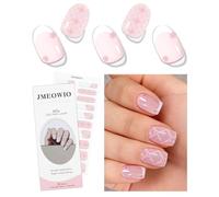 JMEOWIO Uñas de Gel Pegatinas Flores Rosa Blanca Punta Francesa Pegatinas Uñas Gel Nail Art Stickers Decoración
