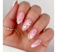 JMEOWIO Uñas de Gel Pegatinas Halloween Linda Fantasma Rosa Pegatinas Uñas Gel Nail Art Stickers Decoración