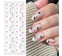 JMEOWIO Uñas de Gel Pegatinas Punta Francesa Cereza Pegatinas Uñas Gel Nail Art Stickers Decoración