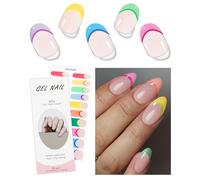 JMEOWIO Uñas de Gel Pegatinas Punta Francesa Colorida Pegatinas Uñas Gel Nail Art Stickers Decoración