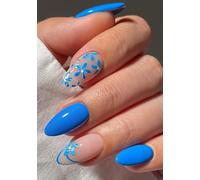 JMEOWIO Uñas de Gel Pegatinas Punta Francesa Flor Azul Pegatinas Uñas Gel Nail Art Stickers Decoración