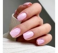 JMEOWIO Uñas de Gel Pegatinas Rosa Purpurina Punta Francesa Pegatinas Uñas Gel Nail Art Stickers Decoración