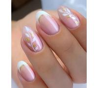 JMEOWIO Uñas de Gel Pegatinas Weiße Blätter Con Punta Francesa Pegatinas Uñas Gel Nail Art Stickers Decoración