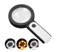 JMH Lupa con luz, lupa grande de mano de 18 LED, luz fría y cálida con 3 modos, lupa iluminada para personas mayores, lectura, monedas, joyas