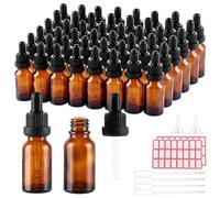 JMIATRY 48 Unidades Botes Cristal Pequeños 15 ml con Cuentagotas 2,8x9 cm Botellitas de Cristal Pequeñas con Tapa Pipeta Embudo y Etiquetas para Aceites Esenciales, Perfume