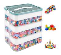 JMIATRY Cajas de almacenamiento transparentes, 3 niveles, para bloques de construcción y rompecabezas, 30,5 x 23 x 32,5 cm