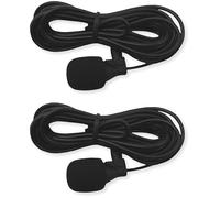 JMICHFP - Paquete de 2 micrófonos omnidireccionales, cable de 12 pies, conector de bloqueo, micrófono externo para receptores Bluetooth, accesorio de audio, soporte de clip para visera y almohadilla
