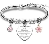 JMIMO Pulsera para hija, regalo de cumpleaños, hija, graduación, Navidad, regalo de papá, mamá, hija, I Love You And I Am So Proud Of You, 16 centimeters, Metal