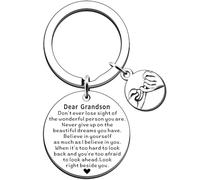 JMIMO Regalos inspiradores para nieto, llavero para nieto de niñera y abuelo, regalos de graduación para nieto, regalos únicos para nieto, cumpleaños, Navidad, vuelta a la escuela, plata, Taille