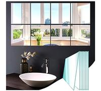 JMITHA 8pcs Pegatinas Espejo Pared 20.5 x 20.5 cm Vidrio Hojas de Espejo Autoadhesivas HD Baldosas Pared de Espejo para Decoración del Hogar