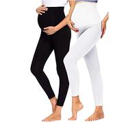 JMITHA Leggins Premamá Embarazo, Leggings Premamá Algodón Super Cómodas Polainas de Maternidad Ropa Deporte Embarazo Pantalones Mujer Elástico Cintura Alta Polainas Maternidad