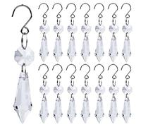 JMKTOOL 20 piezas de candelabros transparentes con cristales de carámbano, prismas colgantes, adornos de repuesto con ganchos para ventanas, bodas, árbol de Navidad, decoración de lámpara