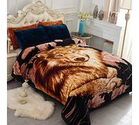 JML Manta de Forro Polar, Manta de Felpa tamaño King de 85 x 93 Pulgadas, Manta Pesada de visón Coreano de 10 Libras, Suave y cálida, Manta de Cama Raschel Estampada de 2 Capas A&B, Lobos