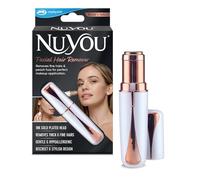 JML NuYou Removedor de vello facial para mujeres - Depilación rápida e indolora con cuchillas de oro de 18 quilates, recortadores faciales portátiles, diseño de lápiz labial para un cuidado facial dis