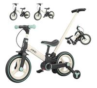 JMMD Bicicleta 6 en 1 para Niños Pequeños con Ruedas de Entrenamiento y Pedales, Edad 18 Meses a 5 Años, Bicicleta de Equilibrio y Pedal 12" Transformable y Plegable, con Mango Ajustable para Padre
