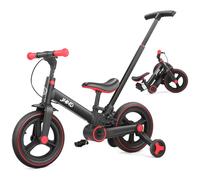 JMMD Bicicleta 6 en 1 para Niños Pequeños con Ruedas de Entrenamiento y Pedales, Edad 18 Meses a 5 Años, Bicicleta de Equilibrio y Pedal 12" Transformable y Plegable, con Mango Ajustable para Padre