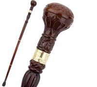 JMMSP Bastón de madera tallado a mano vintage para hombres y mujeres, bastón redondo creativo de moda marrón de madera, fácilmente ajustable, más moderno, único (1#)