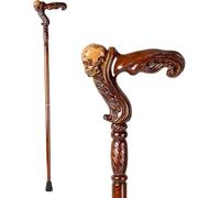 JMMSP Bastón Tallado A Mano,bastón De Madera Hecho A Mano Mango Ergonómico,bastón De Madera Vintage para Hombres Y Mujeres -bastón único De Moda para Personas Mayores(Color:Calavera)