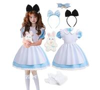 JMOCD Disfraces de princesa para niñas, disfraz de país de las maravillas, conjunto de disfraz de país de las maravillas con diadema para niñas para el día del libro, carnaval, fiesta, Halloween,