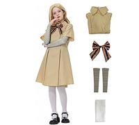 JMOCD Megan Vestido con parte superior de manga larga, calcetines y pajarita para mujeres, niñas y niños, película de miedo para Halloween y carnaval (150)