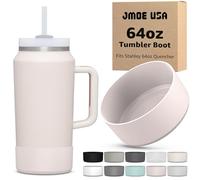 Jmoe USA Bota para vaso Stanley Quencher H2.0 FlowState de 64 onzas con asa, silicona sin BPA, protector de manga para la parte inferior de la taza, protege contra abolladuras y arañazos (cuarzo rosa)