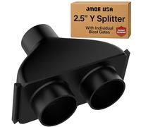 Jmoe USA Divisor de conector en Y de Shop Vac de 2.5 pulgadas con puertas de explosión individuales, divisor de manguera de recogida de polvo, se adapta a la mayoría de aspiradoras Ridgid, Craftsman y
