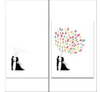 JMORCO Arbol de Huellas Dactilares de Boda Libro de Invitados con árbol Huellas Dactilares for Boda, Pintura Firma, Beso Pareja, Huella Digital, Mejores Deseos for Fiesta(Color07,40x60cm 16x24inch)