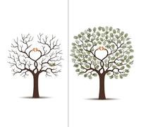 JMORCO Arbol de Huellas Dactilares de Boda Regalo de Boda, Pintura árbol con Huellas Dactilares, Amante del Beso, Libro visitas for Fiesta, decoración en Lienzo(Color02,40x60cm 16x24inch)