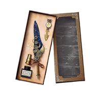 JMORCO Pluma Caligrafia Juego de pluma mecánica vintage con tinta, portalápices, marcapáginas y firma caligrafía artística(Deep blue)