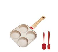 JMORCO Sarten Tortilla Sartén for tortillas de 4 agujeros con tapa, for cocinar pan, desayuno, inducción, universal(Beige NO lid)