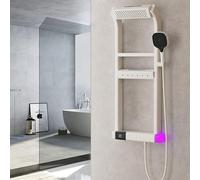 JMOUZHG Ducha termostática con 6 Funciones, diseño de Botones Tipo Piano, Juego de Ducha Completo con Grifo y Ducha de Mano, Pantalla Digital LED (Milkwhite)