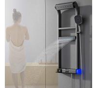 JMOUZHG Ducha Termostática, Juego de Ducha de 6 Funciones con Diseño de Teclas de Piano, Juegos de Grifería de Ducha Completos y de Mano, Pantalla Digital LED (Gunmetalgray)